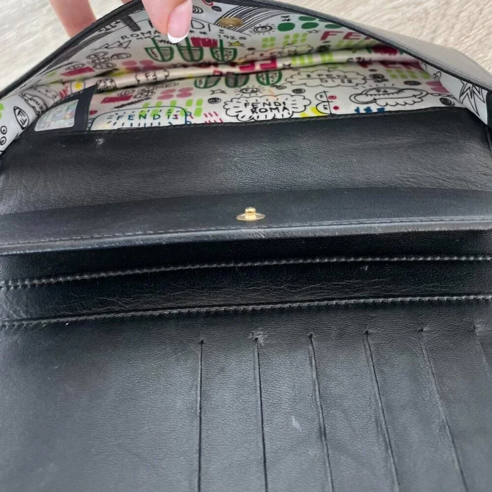 Fendi Ff Embossed Leather Wallet / Crossbody Bag- Rare & Discontinued